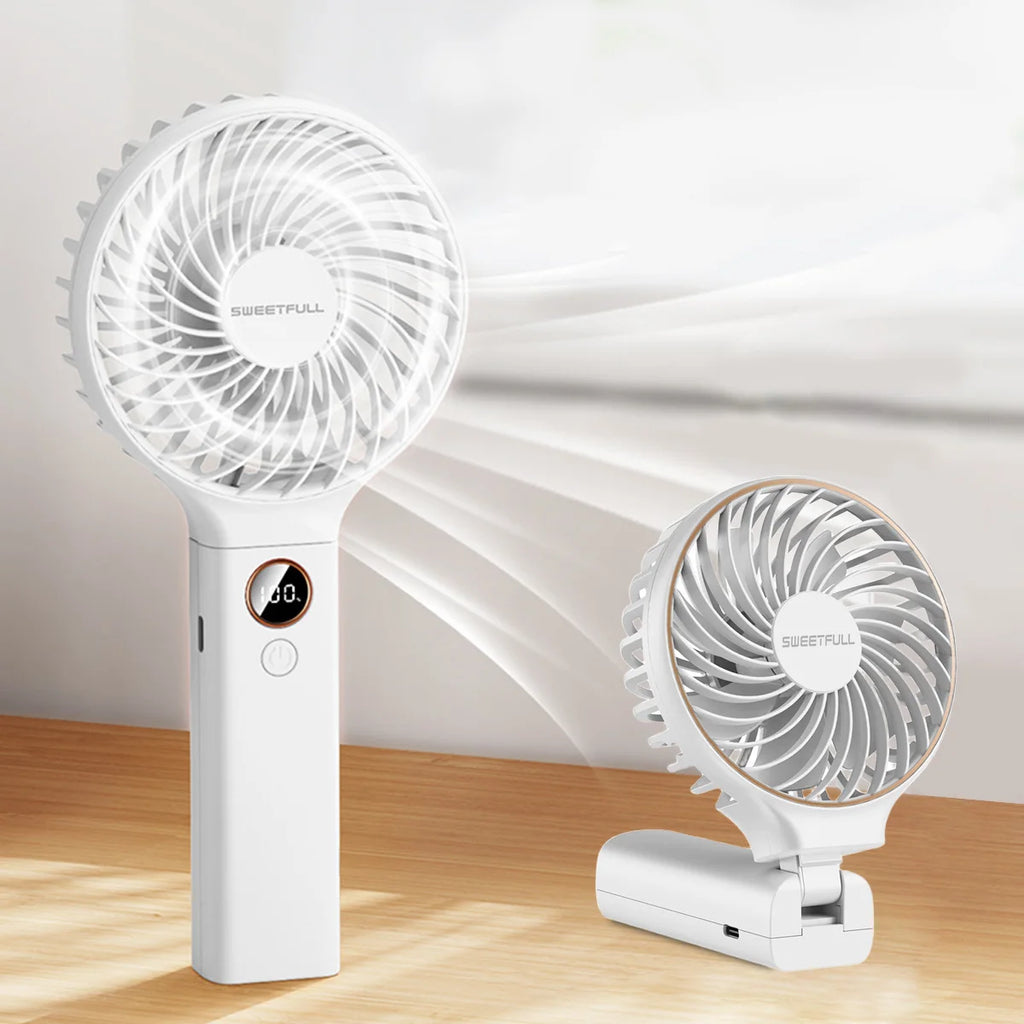 Handheld Fan 4000Mah Portable Mini Fan with Backup Power Desk Fan USB Rechargeable Operated Cooling Electric Fan Travel Office