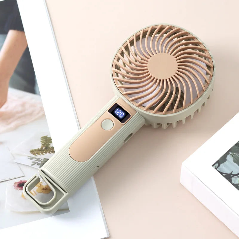 Portable Handheld Mini Fan Digital Display Turbo Fan Adjustable Mini Fan Outdoor High-Speed Electric Fan USB Rechargeable Fan