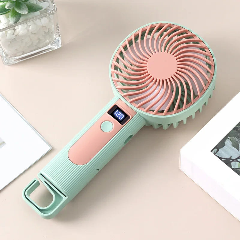Portable Handheld Mini Fan Digital Display Turbo Fan Adjustable Mini Fan Outdoor High-Speed Electric Fan USB Rechargeable Fan