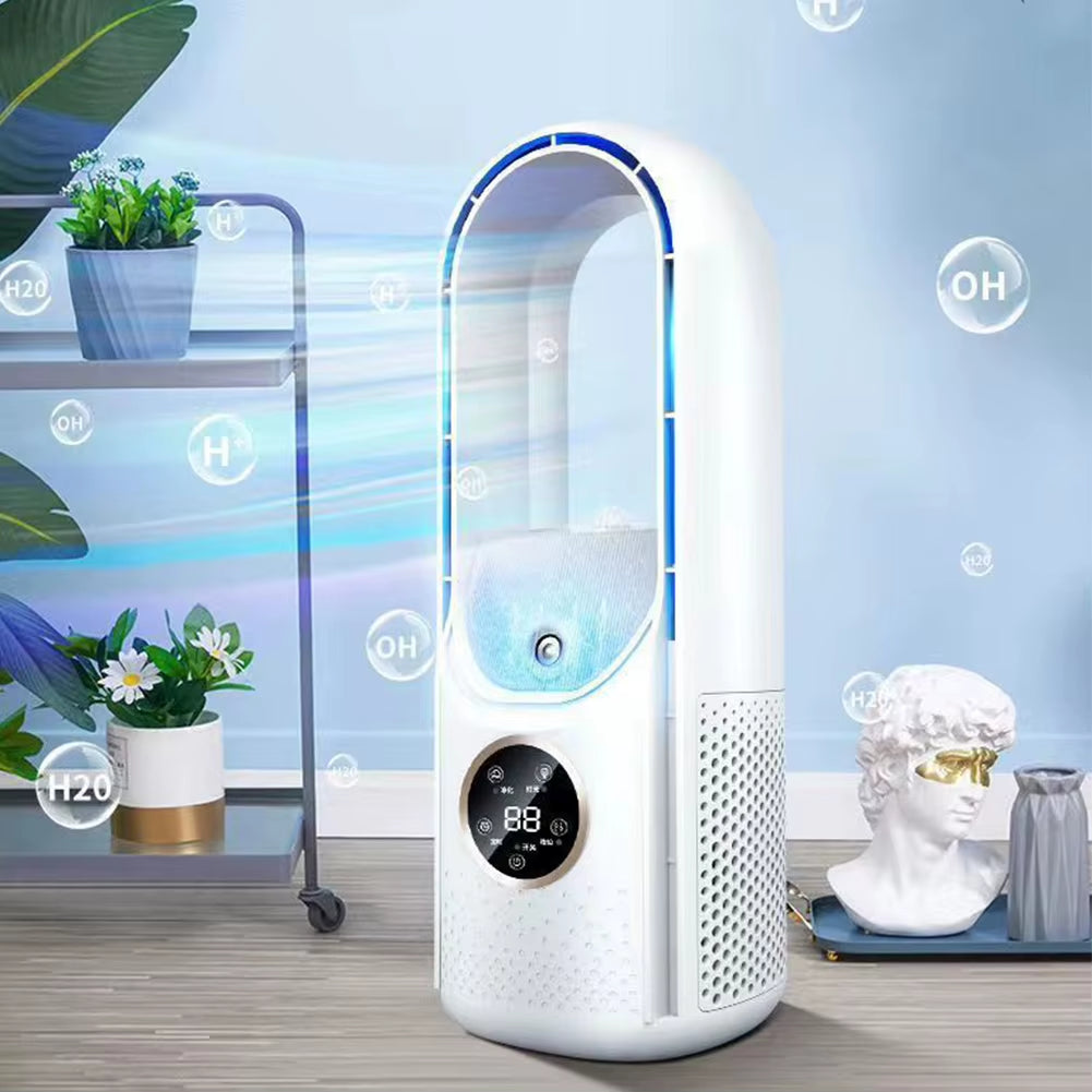 Bladeless Desktop Fan Portable Wireless Air Cooling Fan USB Charging Table Fan 6-Speed Adjustable Low Noise Vertical Cooling Fan