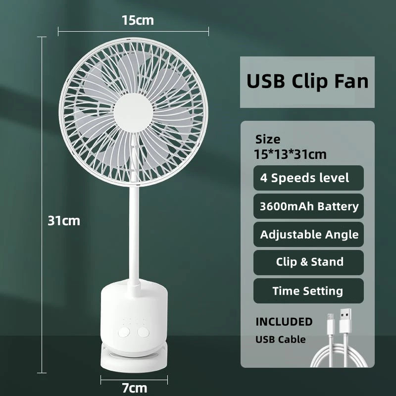 USB Stroller Fans Power Bank Fan Clip Fan Portable with 4 Gears Quiet Clip on Mini Table Fan 720° Rotatable Battery Fan