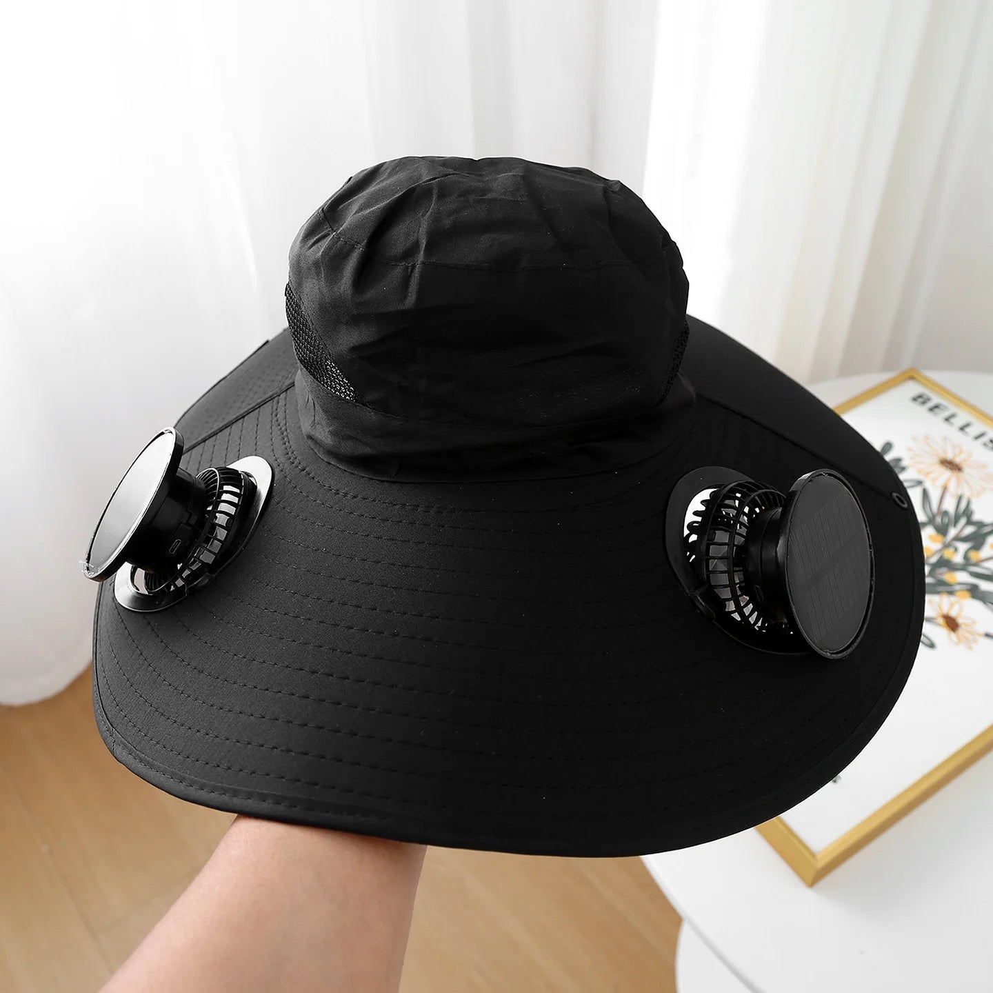 Solar Fan Hat,Solar Powered Fan Hat,Wide Brim Solar Fan Hat Outdoor Wide Brim Sun Hat Solar Panel Fan Hat Solar Hat with Built in Fan with 2 Solar Fan Fishing Hat for Men - Removable & Usb Charging