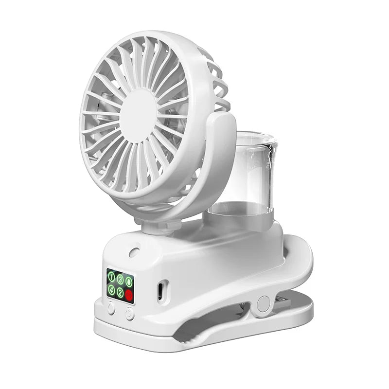 Portable Clip Fan Rechargeable Desktop Fan Wireless Ceiling Electric Fan Mini Spray Mister Humidifier Fan 360° Rotating Clip Fan