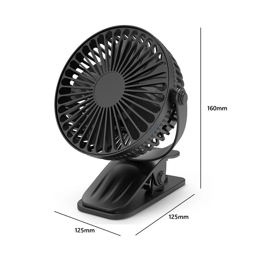 Portable Clip on Fan 3 Speeds Small Desk Fan 360 Rotate Personal Fan Baby Stroller Fan for Home Office Camping