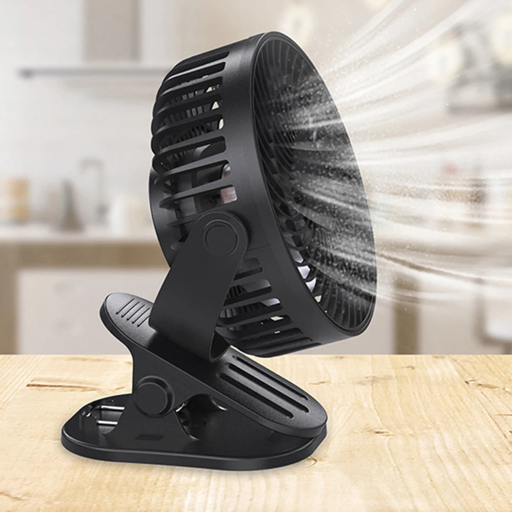 Portable Clip on Fan 3 Speeds Small Desk Fan 360 Rotate Personal Fan Baby Stroller Fan for Home Office Camping