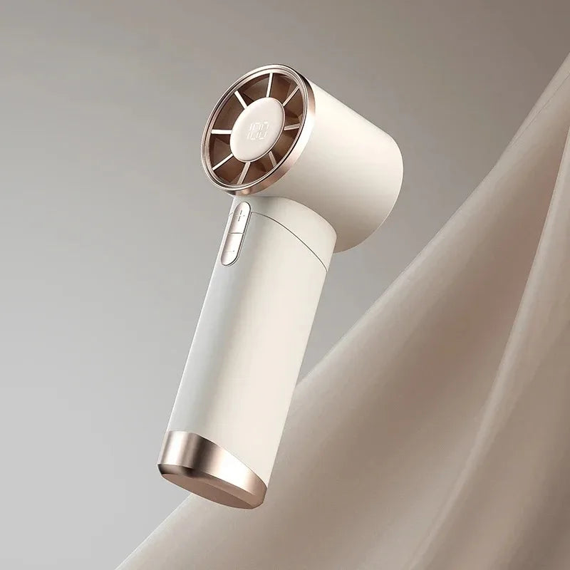 Mini Handheld Fan with Power Display Portable Air Calculating Fan Personal Highspeed Fan Rechargeable Mute Handheld Fan