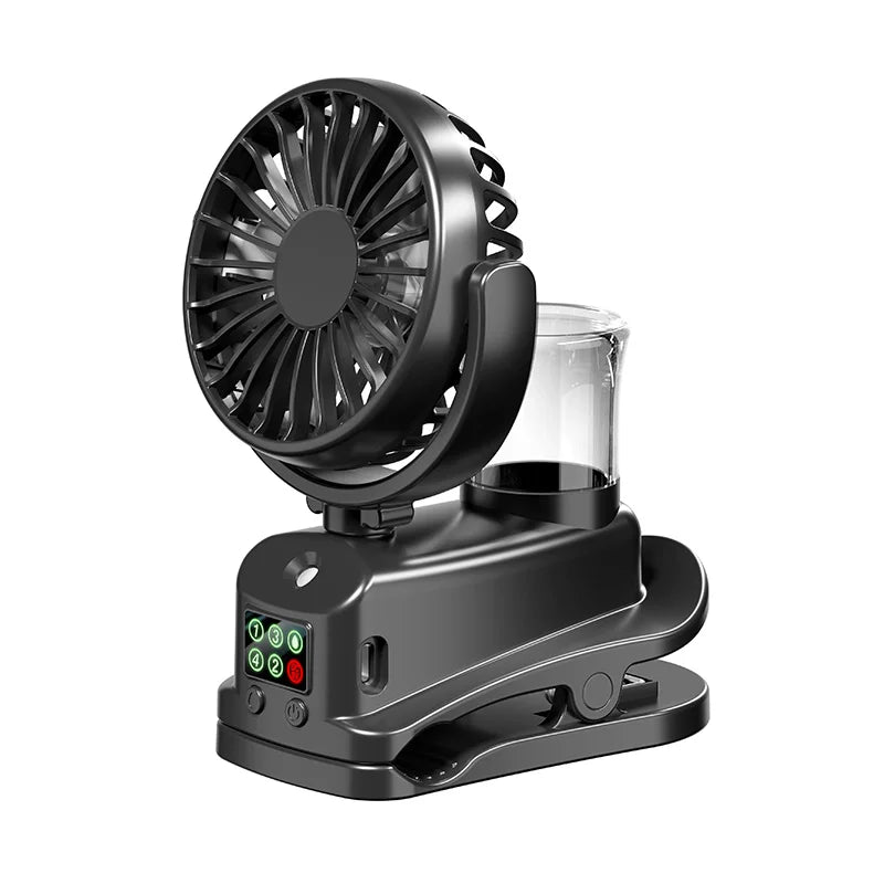 Portable Clip Fan Rechargeable Desktop Fan Wireless Ceiling Electric Fan Mini Spray Mister Humidifier Fan 360° Rotating Clip Fan