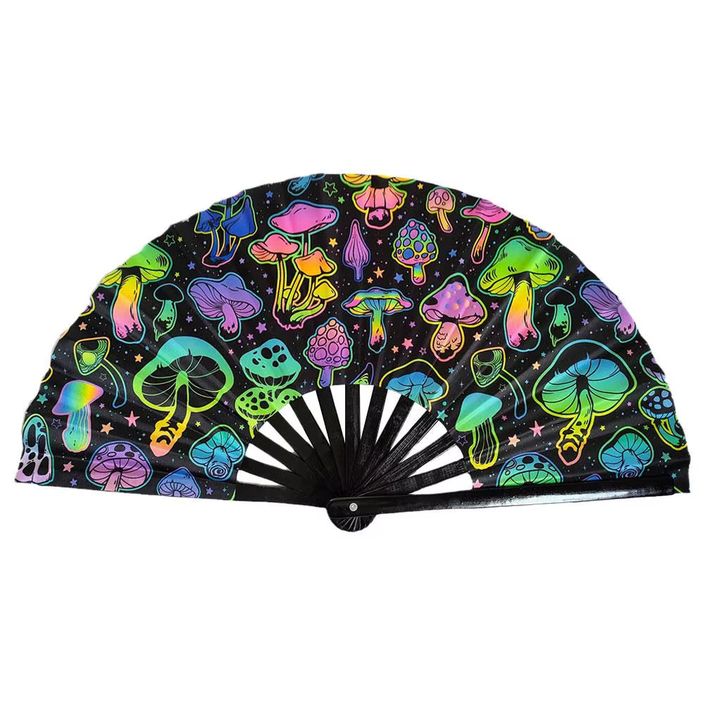 33Cm Large Folding Hand Rave Fan Chinease/Japanese Gradient Colorful Reflective Foldable Fan Music Festival Fan Dance Fan Gifts