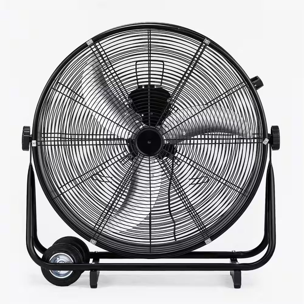 30 In. 3 Fan Speeds Floor Fan Drum Fan in Black