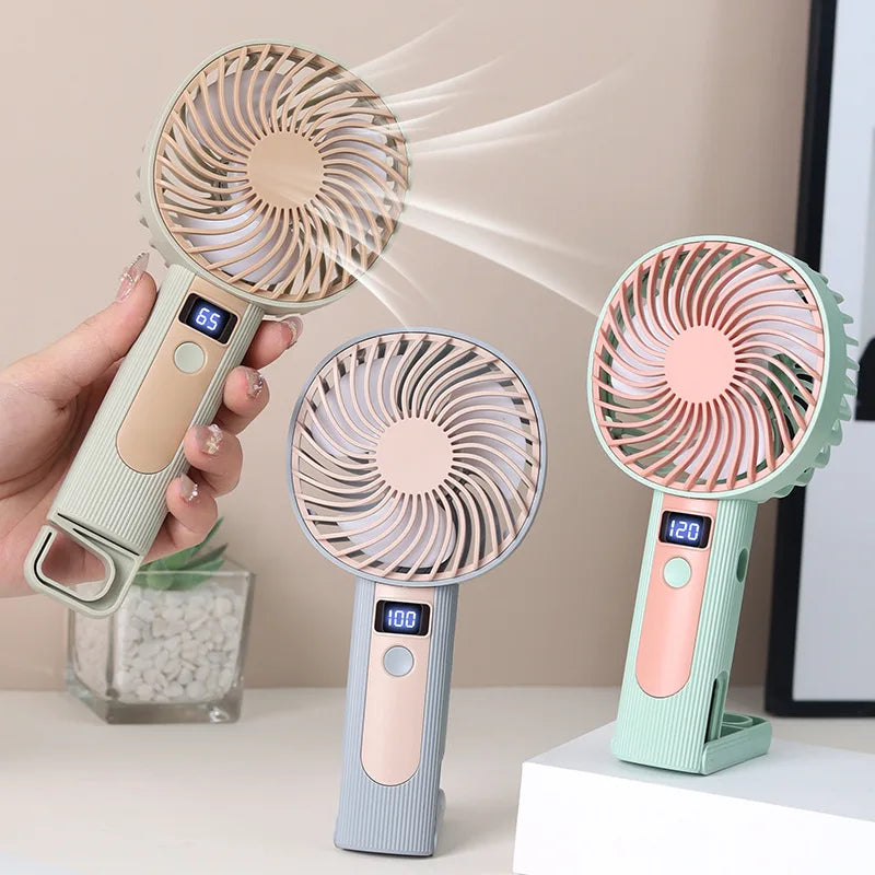 Portable Handheld Mini Fan Digital Display Turbo Fan Adjustable Mini Fan Outdoor High-Speed Electric Fan USB Rechargeable Fan