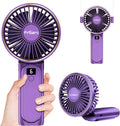 Portable Handheld Mini Fan, Neck Fan, 4000Mah Desk Fan, 180°Adjustable, 6 Speed Wind, Display Electricity in Real Time, USB Rechargeable Foldable Fan, Quiet Personal Fan with Power Bank -Purple