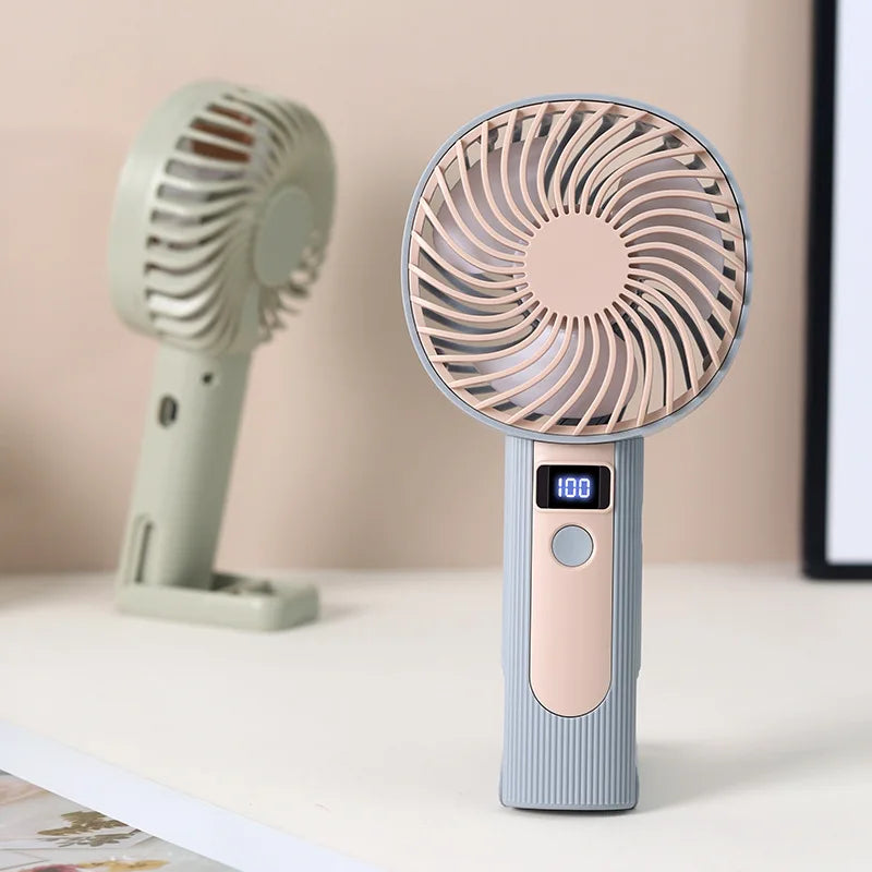 Portable Handheld Mini Fan Digital Display Turbo Fan Adjustable Mini Fan Outdoor High-Speed Electric Fan USB Rechargeable Fan