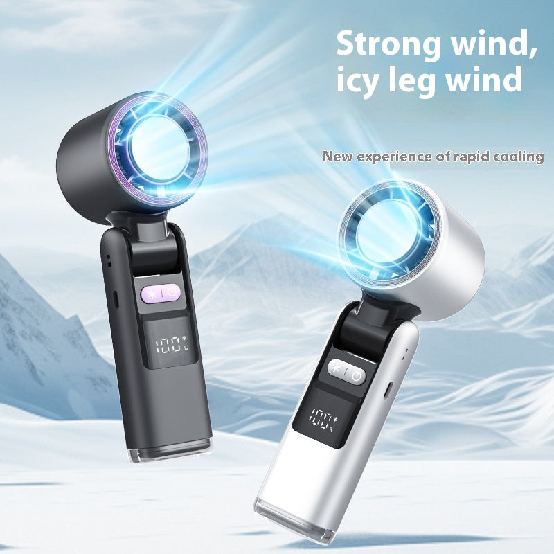Turbos Chilled Ice Sensation Cold Fan Super Mini Turbos Speed Fan USB Powered Digital Display for Outdoor Camping Travel