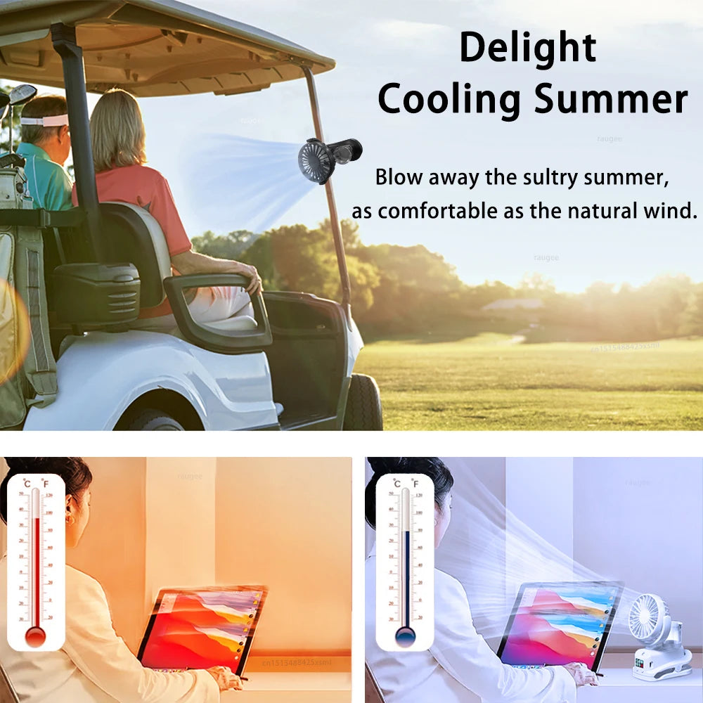 Portable Clip Fan Rechargeable Desktop Fan Wireless Ceiling Electric Fan Mini Spray Mister Humidifier Fan 360° Rotating Clip Fan