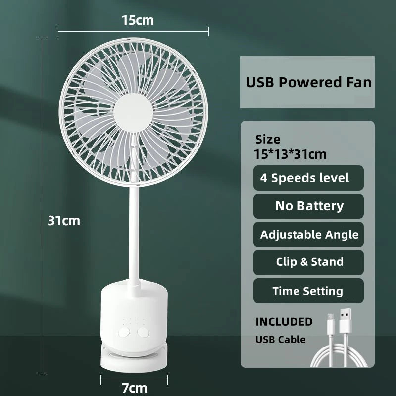 USB Stroller Fans Power Bank Fan Clip Fan Portable with 4 Gears Quiet Clip on Mini Table Fan 720° Rotatable Battery Fan