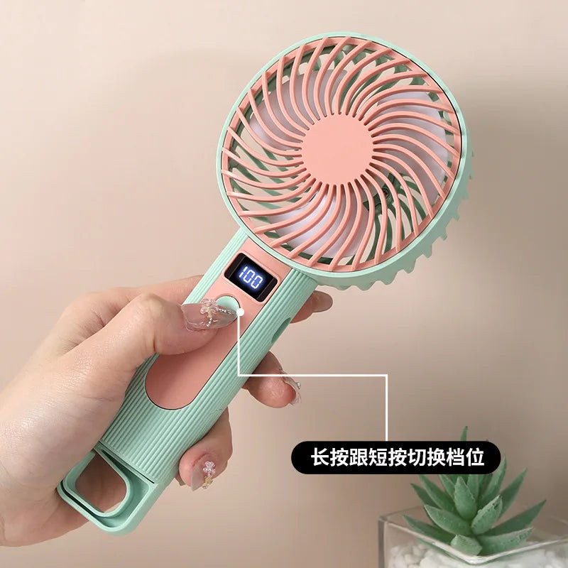 Portable Handheld Mini Fan Digital Display Turbo Fan Adjustable Mini Fan Outdoor High-Speed Electric Fan USB Rechargeable Fan