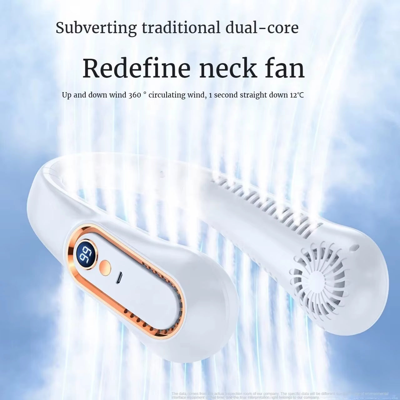 TINSOL New Ceiling Fan USB Rechargeable Portable Small Fan Students Office Sports Digital Display Ceiling Fan Hanging Neck Fan