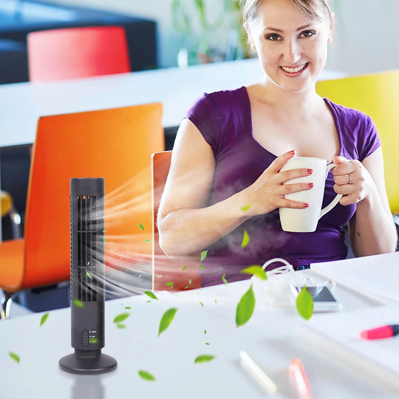 Tower Fan,Mini Desk Table Fan Bladeless Fan,Small Personals Conditioner Fan Usb Table Fan for Bedroom,Home,Office