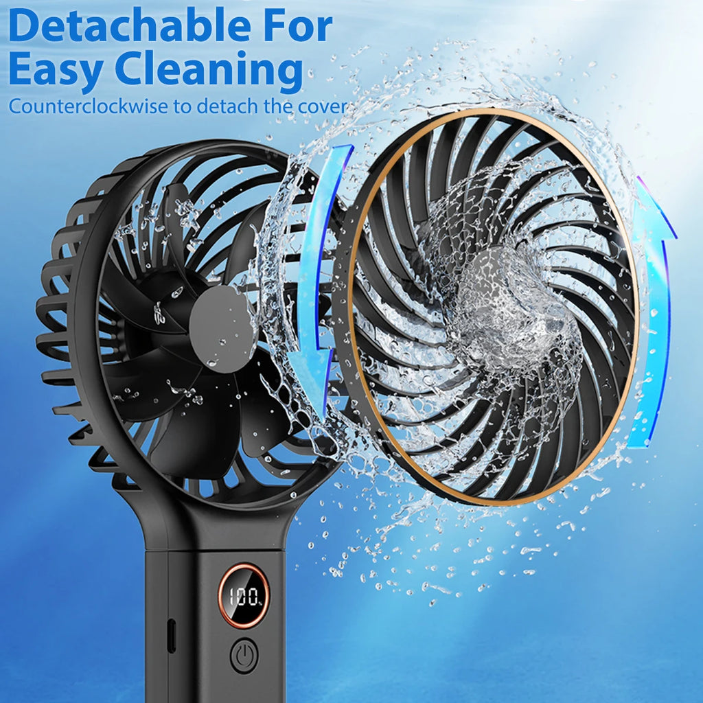 Handheld Fan 4000Mah Portable Mini Fan with Backup Power Desk Fan USB Rechargeable Operated Cooling Electric Fan Travel Office