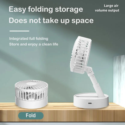 Mini Portable Folding Rechargeable Table Fan,Foldaway Fan with Battery Operated USB Desk Fan